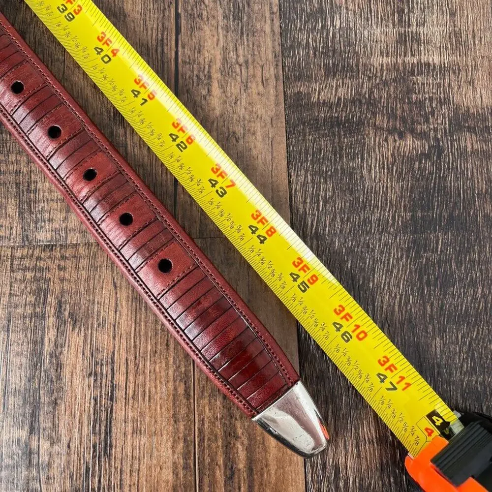 Mezlan Leather Belt Western Classic Paneled Made in Spain Mens Size 40 Brown Red